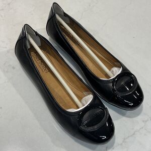 Josef Seibel Pippa Black Leather Cap Toe Comfort Ballet Flats EU 37 US 6-6.5 NEW